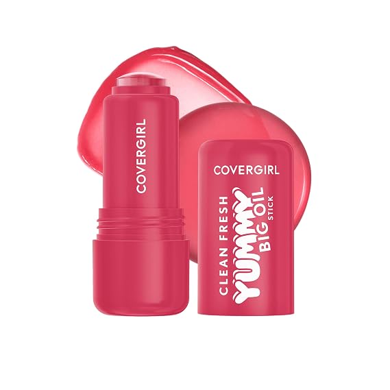 COVERGIRL Clean Fresh Yummy Big Oil Stick, Flavored Lip Oil, Dewy Finish, Non-Greasy - 160 Honey, I Glow (Sheer Dusty Rose)