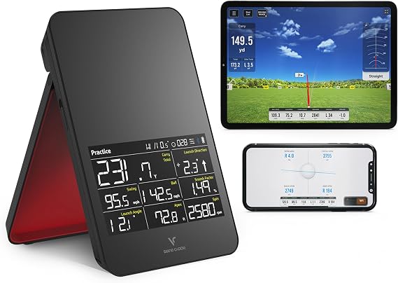 Voice Caddie SC4 PRO Golf Launch Monitor & 3D Driving Range Simulator for Indoor and Outdoor Use | Portable Golf Swing Analyzer & Golf Tracker with Built-in Screen | No Fees