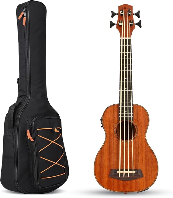 Ubass Electric, Bass Ukulele Fretted 4 String, Baritone Uku Bass with Gig bag