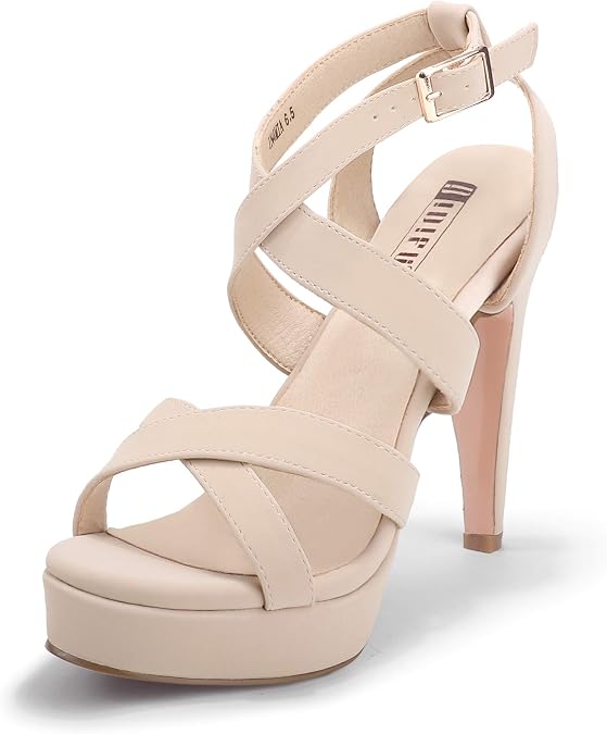 IDIFU Women's Platform High Heels Strappy Heeled Sandals | Open Toe Ankle Strap Dress Shoes for Women Wedding Bridal Homecoming
