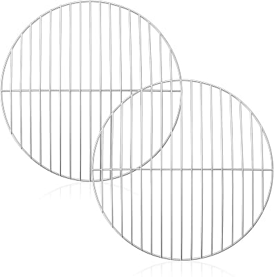 HaSteeL Replacement Cooking Grate for Small 13.7 Inch Charcoal Grill, Round Chromed Iron Steel Grilling Rack Grid, Non Toxic & Healthy 2-Piece
