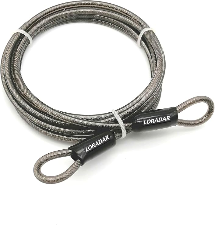 4mm Thick(5/32") 7FT Thin Security Braided Coated Cable Anti-Lost Steel Cable Luggage Lock Double Loop Steel Cable (7FT)