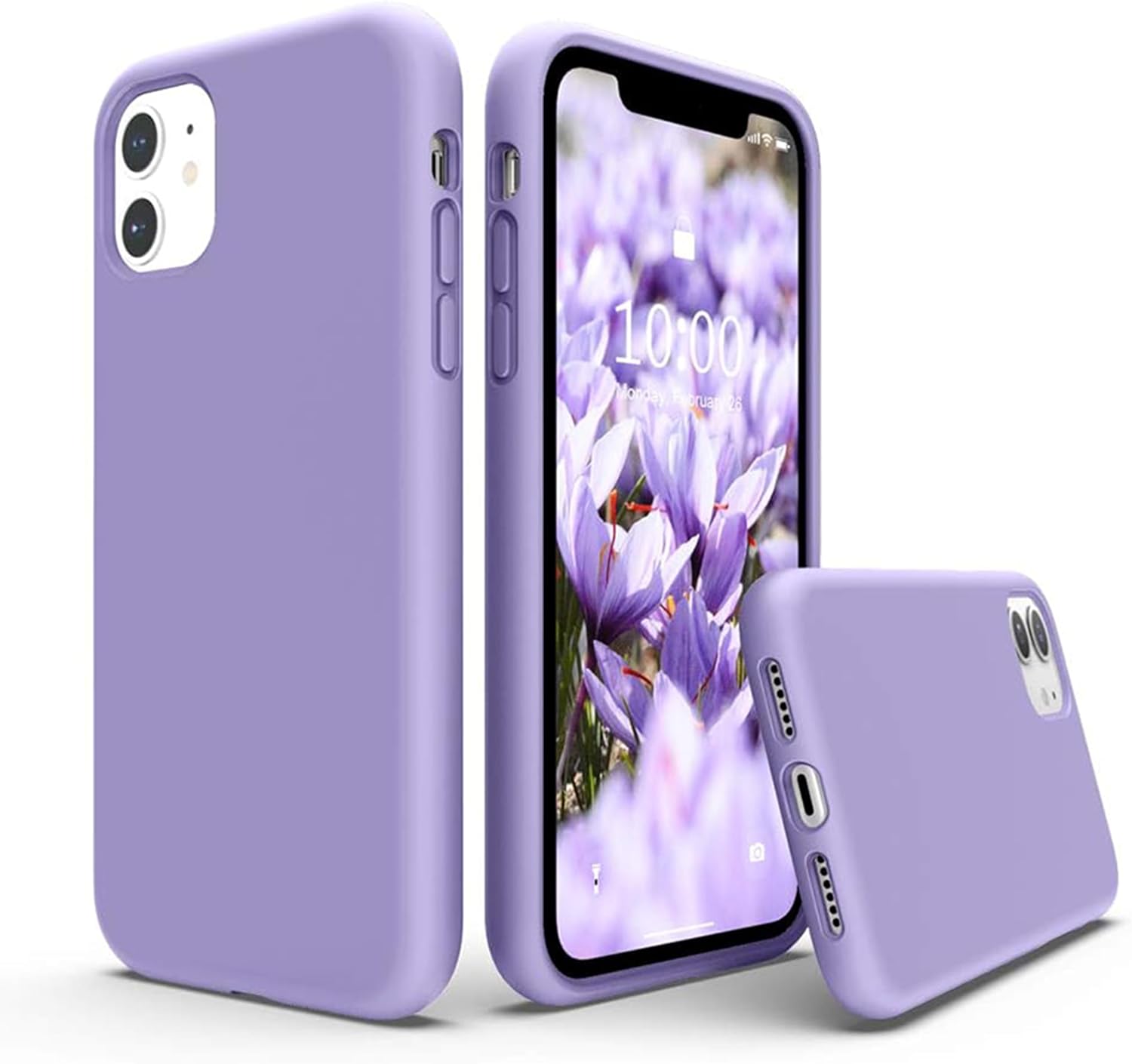 Compatible with URUCHI iPhone 11 Case 6.1, Thin Liquid Silicone 3 Layer Fully Coated Soft Gel Rubber Case Cover, (Lila, 6.1 inch)