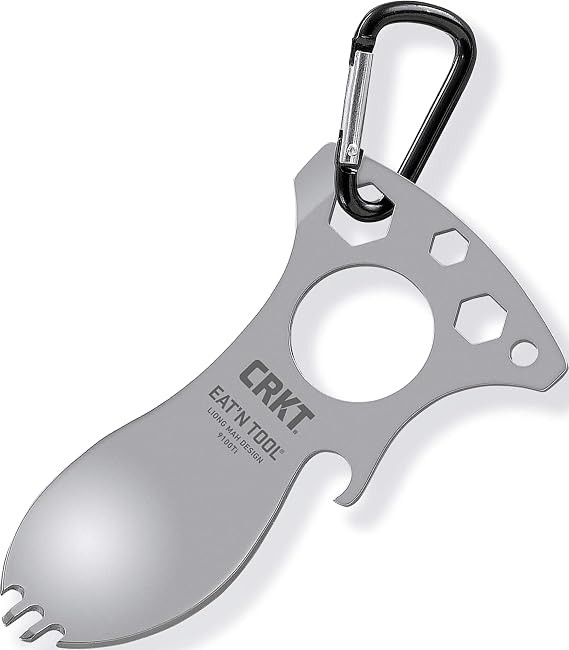 CRKT Eat'N Tool Outdoor Spork Multitool: Durable and Lightweight, for Camping, Hiking, Backpacking and Outdoors Activities, Titanium, Silver 9100TI