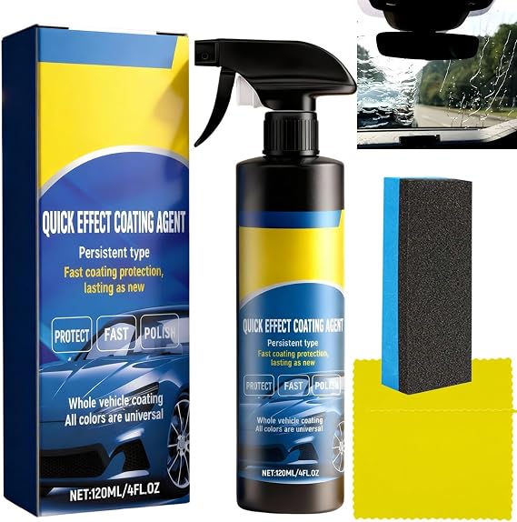 Nano Car Scratch Removal Spray & Coating Agent Kit with Blue Sponge, Quick Effect Car Polish, Ceramic Coating Spray for Deep Scratch Repair, All Cars, Water Repellent, Fast Shine & Protection