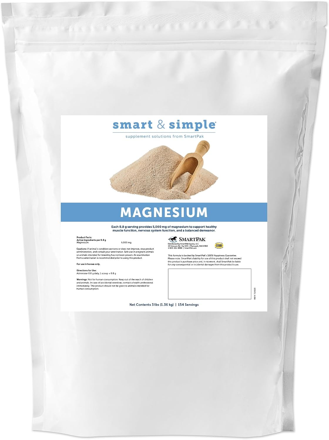 SmartPak Smart & Simple Magnesium Horse Supplement | Supports Metabolism and Muscle Function | 3 lb