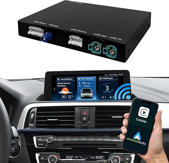 Road Top Wireless CarPlay Interface Decoder for BMW EVO ID5/ID6 | For BMW 1 2 3 4 5 6 7 Series & M3 M4 M5 X1 X2 X3 X4 X5 X6 20172020, Support Wireless Carplay, Android Auto, MirrorLink