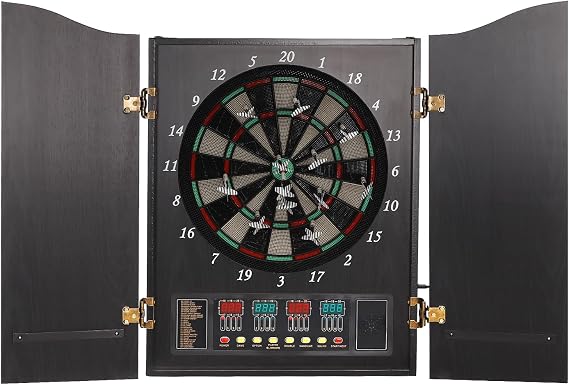 Dartboard Cabinet Electronic Dart Board, Decorative Dartboard Cabinet Set with LED Display Digital Scoreboard, Machine with 12 Darts 88 Dart Heads for Adults and Family