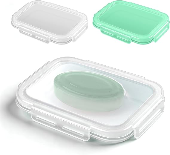 2 Pack Leakproof Travel Soap Case with Lid, Portable Soap Holder