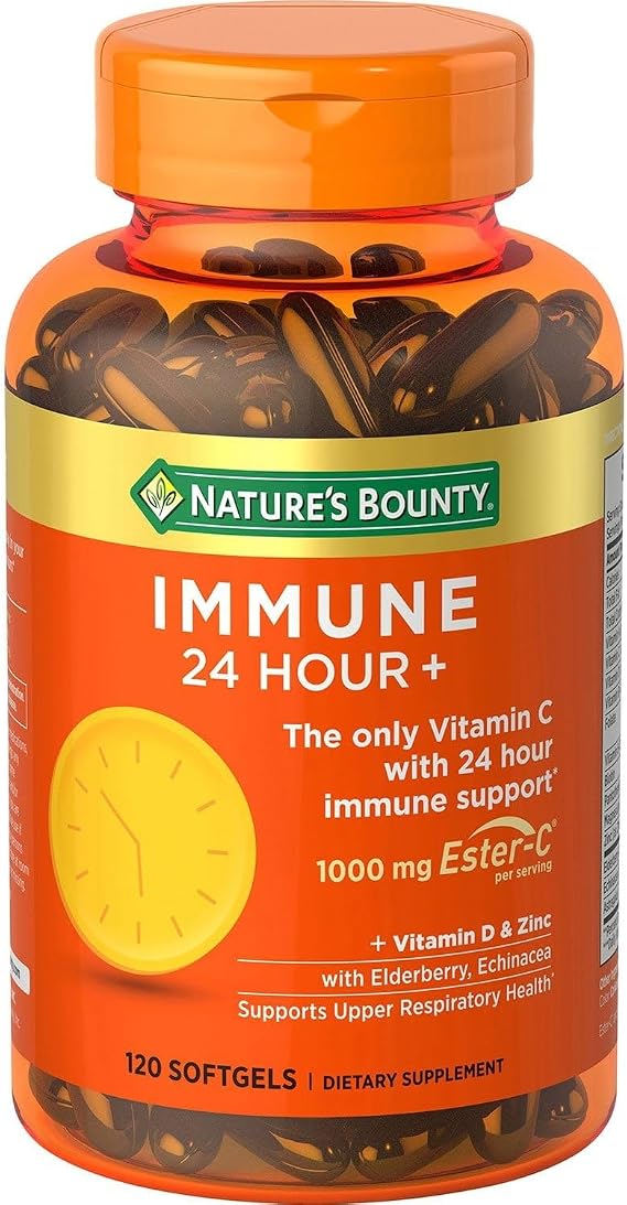 Natures Bounty Immune 24 Hour Immune Support Softgels, 1000mg Vitamin C, 120 Ct