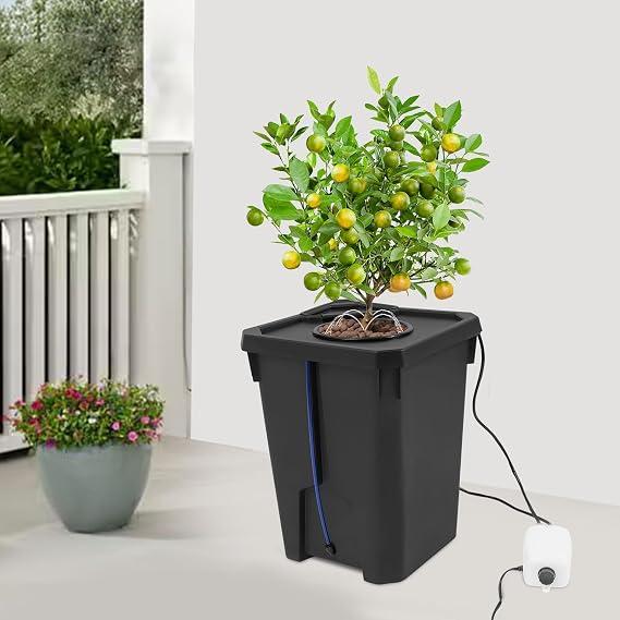 Hydroponics Growing System Kit,7 Gallon Deep Water Culture Growing Bucket,Recirculating Drip Garden System,for Plants (Black 1 Pcs)