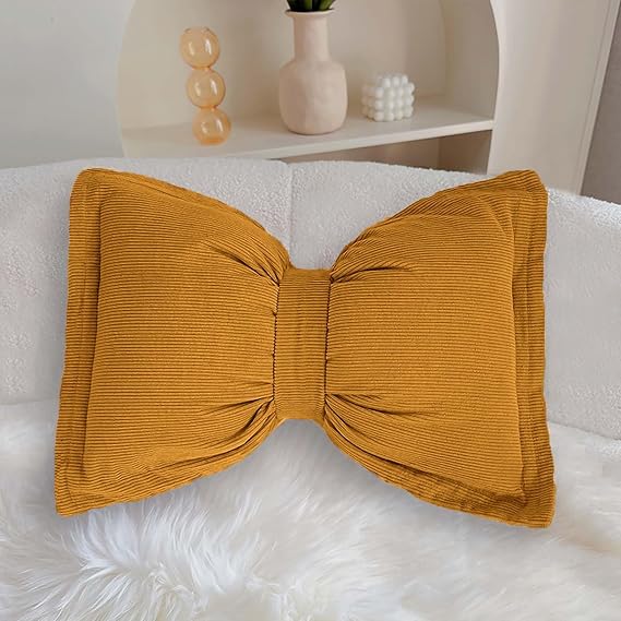 Bow Pillow Big Bow Throw Pillow Plush Cushion Decorative Pillow Soft Corduroy Pillow Bow Shaped Throw Pillow for Room Decor Sofa Bed Couch Living Room,Orange