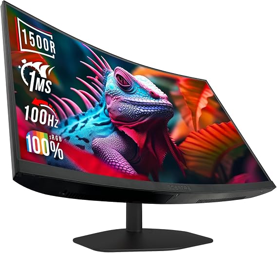 Sceptre Curved 27-inch Prime Gaming Monitor 1500R 100Hz HDMI X2 DisplayPort 1ms 100% sRGB, Build-in Speakers Machine Black 2025 (C275W-FW100T Series)