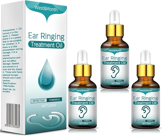 Tinnitus Relief for Ringing Ears, Natural Herbal Formula Tinnitus Treatment, Ear Ringing Relief Drops, Tinnitus Oil Effectively Improve Hearing for Men & Women -3pcs