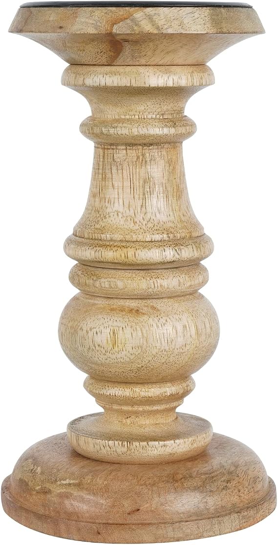 Ashland Wood Carved Pillar Candle Holder