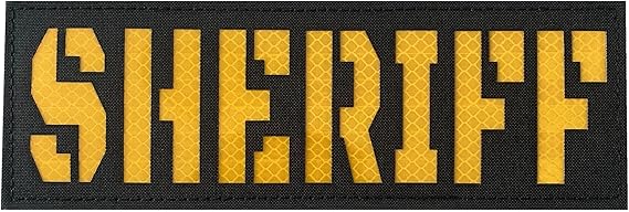 Reflective Sheriff Back Panel with Hook and Loop - Laser Cut Patch (Black-Yellow, 6x2)