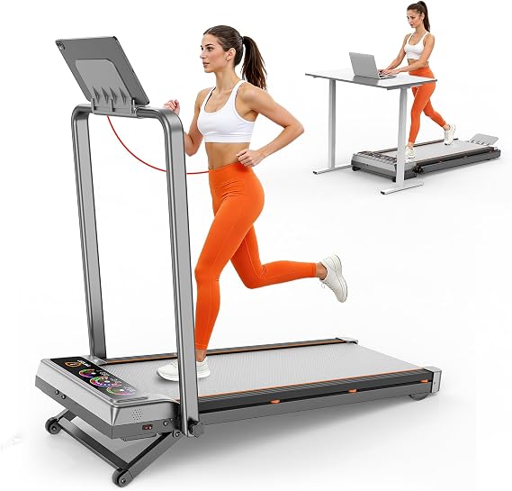 Walking Pad with 15% 12-Level Auto Incline, Trisomy 3.5HP Foldable Under Desk Treadmill, 450 LBS Capacity Treadmills for Home Hiking with UI Screen, Bluetooth Speaker, Remote, RGB Light
