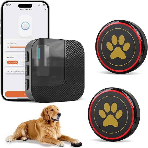 ChunHee Smart Dog Door Bell for Potty Training to Go Outside, Wireless Doggie DoorBell for Dogs, WiFi Doggy Bells with Phone App, Waterproof Touch Button and Adjustable Volume(2 Dog Buttons)