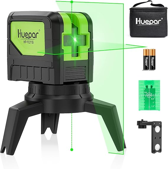 HUEPAR Laser Level with 2 Plumb Dots - 2 Plumb Points and 2 Cross Line