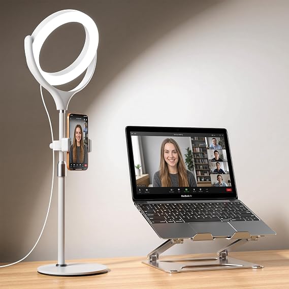 Zoom Lighting for Computer, 8 inch Ring Light with Stand for Desk | Adjustable Circle Light for Video Conference, Zoom Meeting, Video Recording, Zoom Call, Streaming, Podcast,Webcam