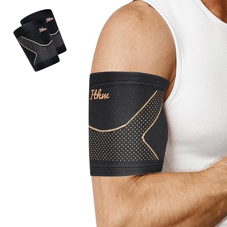 Copper Bicep Tendonitis Brace, Upper Arm Compression Sleeve for Pain Relief