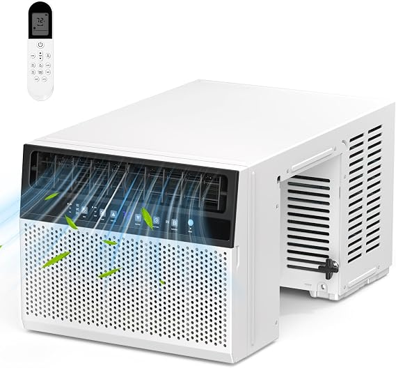 Electactic U-shaped Window Air Conditioner,AC Window Unit Cools Up 550 Sq.ft, Saddle Air Conditioner Window Unit with Full Window View,Low Noise,6 Modes, Easy to Install,White,12000BTU
