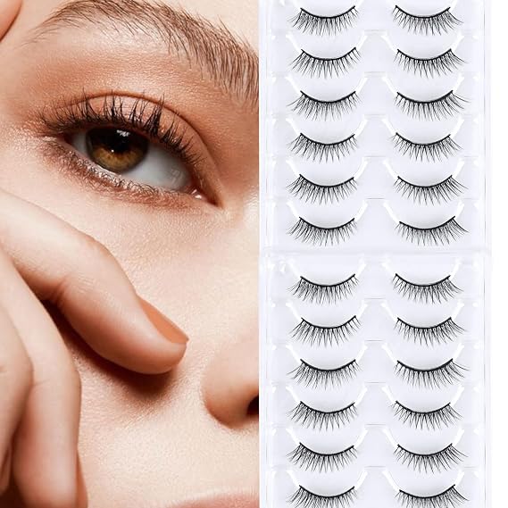 BYUVEVSR Cat EyeLashes Mink Cluster Fake Eyelashes 7MM Fox Eye Lashes Natural Look Fluffy Russian Strip D Curl Lashes Cluster 12 Pairs Pack (43)