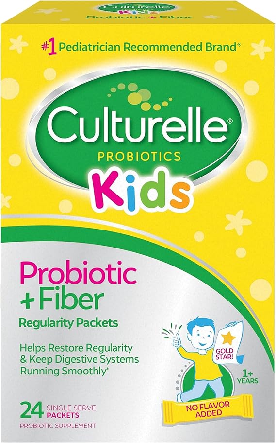 Culturelle Kids Probiotic + Fiber Packets, Ages 1+, Unflavored, 24 Count