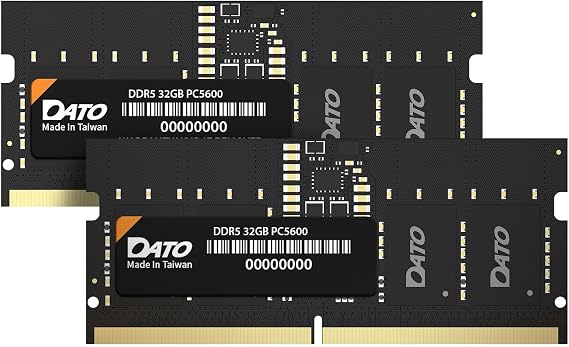 DATO DDR5 SODIMM 64GB Kit 32GBx2 Laptop RAM 5600MHz PC5-44800 CL46 1.1V 262-Pin Non-ECC unbuffered dimm, Notebook Memory Module