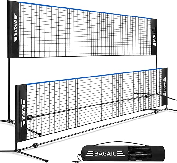BAGAIL Badminton Net 3M/4M/5M, Height Adjustable Net, Foldable Poles and Portable Carry Bag, Quick Assemble Sports Net for Badminton in Garden, Tennis & Pickleball in Park or Junior Beach Volleyball