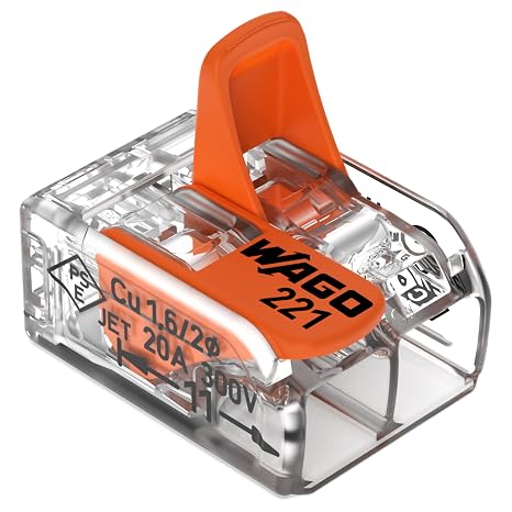 WAGO 221-412 Compact Lever-Nuts Splicing Connectors, 2-Conductor, 24-12 AWG, Jar 550pcs