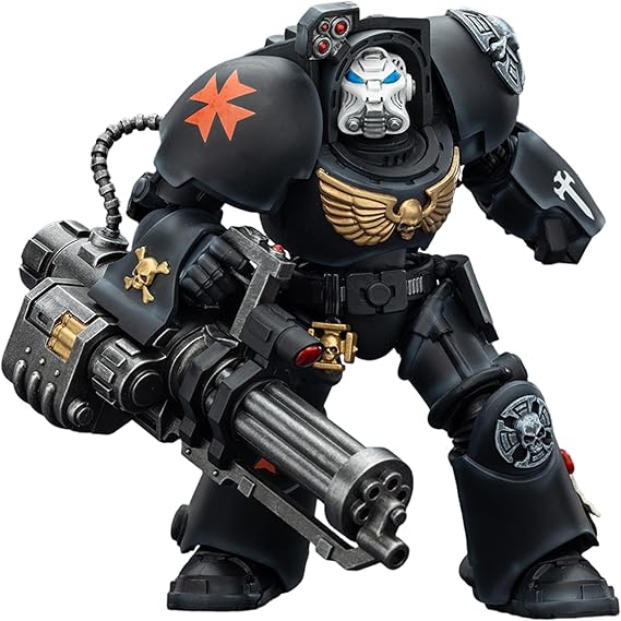 JOYTOY Warhammer 40k Raven Guard Terminator 3 with Power Fist and Assault Cannon 1/18 Action Figure Collect and Display Model