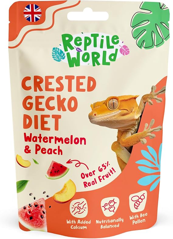 Crested Gecko Diet - Watermelon & Peach 60g | Complete Food for Geckos, All Natural, 65% Real Fruit, Made in the UK