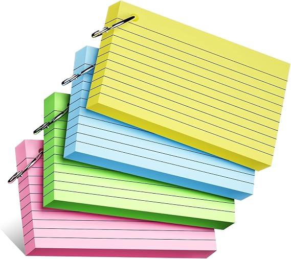 300PCS Flash Cards,Ruled Index Cards Revision Card with 4 Binder Rings