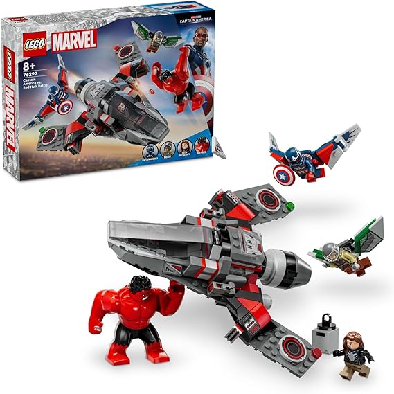 LEGO | Marvel Kaptan Amerika ile Red Hulk Savaşı 76292 7 Yaş ve Üzeri Süper Kahraman Seven Çocuklar için İnşa Edilebilen Süper Kahraman Jeti İçeren Yaratıcı Oyuncak Yapım Seti (223 Parça)