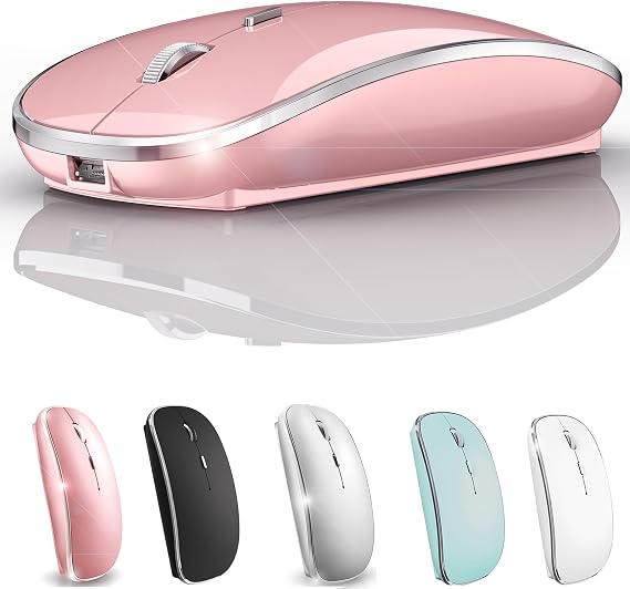 Wireless Bluetooth Mouse for iPad pro iPad Air Mac MacBook Pro MacBook Air Laptop iMac Chromebook Win8/10/11 HP DELL PC (Pink)