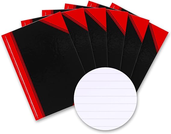 Landre 100302833 Notebook 60 g/m² DIN A6 blanko Fine Wood-Free Paper Pack of 12 96 Pages Black/Red Lined a5 black/red