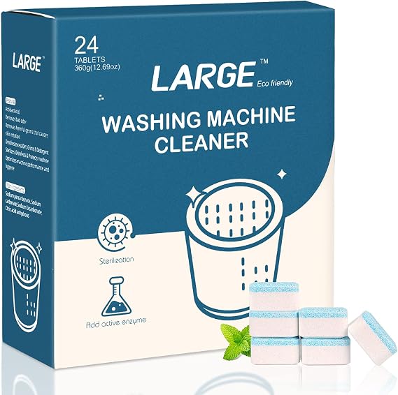 Large Washing Machine Cleaners Descaler 24 Pack Washer Clean Tablets