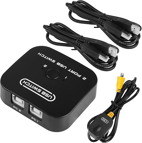 USB Printer Sharing KVM Switch, Switching Without Drivers. Share Keyboard Mouse Scanner with Desktop Controller and 2 USB Printers Cables (1.5 M)