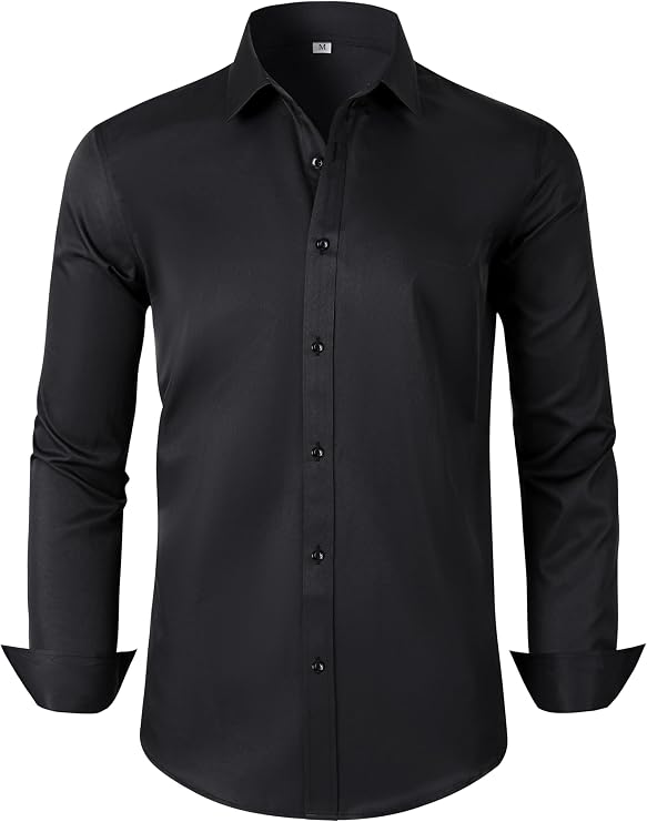 Men's Dress Shirts Regular Fit Solid Long Sleeve Formal Shirt Business Casual Button Down Shirts