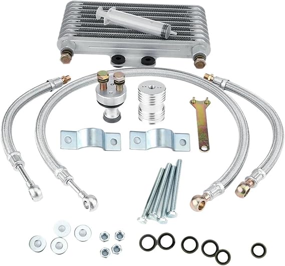 Motorcycle Engine Oil Cooler Cooling Radiator Kit 125Ml Aluminum Silver Compatible With CB CG Engine