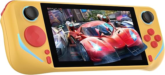 Retro Handheld Game Console, 5.0 Inch IPS Screen Portable Pocket Arcade, Video Game Console with 64G Built-in 18000+ Games, 4000mAh Rechargeable, Support Multiple Simulators, Linux System, Yellow
