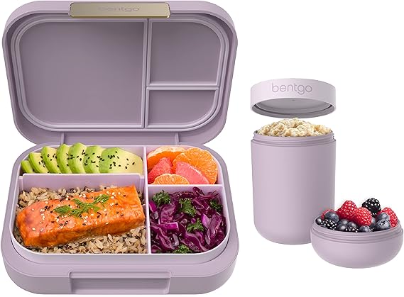Bentgo Modern Bento-Style Lunch Box Set With Reusable Snack Cup (Orchid)
