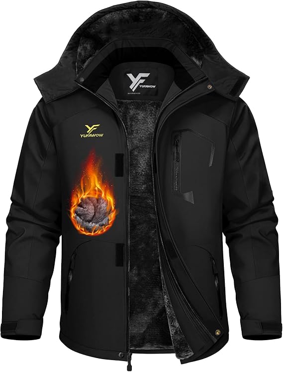 Yufawow Men's Ski Jacket Waterproof Warm Snowboard Jacket Insulated Winter Coat for Outdoor Cold Weather Sports Work
