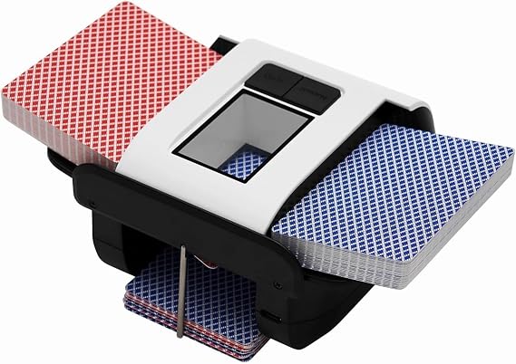 Automatic Card Shuffler, 1-2 Deck Playing Cards Shuffler, One Press Auto or Manual Shuffling Machine, Quiet for UNO Blackjack Bridge Phase 10 Skip-Bo, Rechargeable Portable for Travel, No Jams