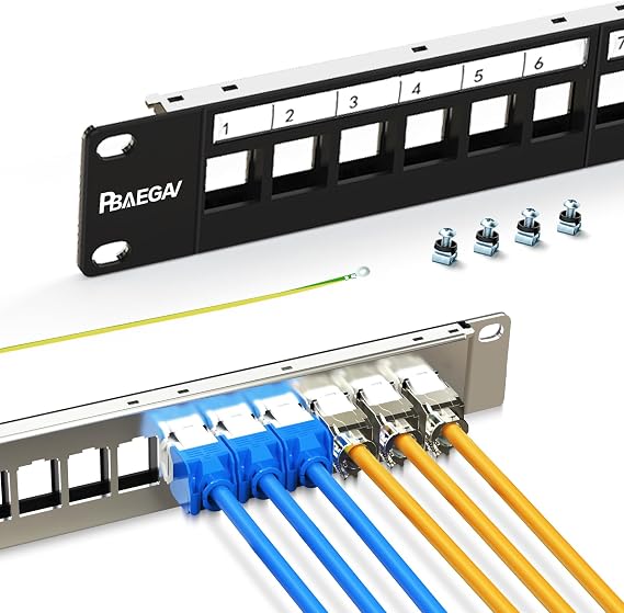 24 Port Patch Panel Blank UTP/STP Keystone Patch Panel for Business Networking Essential for Efficient Management and Cable Organization (24 Port)