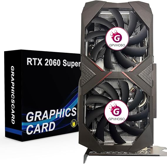 GPVHOSO RTX 2060 8GB Super Graphics Card 256Bit GDDR6 Video Card with Ray Tracing, Dual Fans, PCI Express x 16 3.0 HDMI Display Port DVI, Supports Up to 8K for PC Gaming Office Creative Work