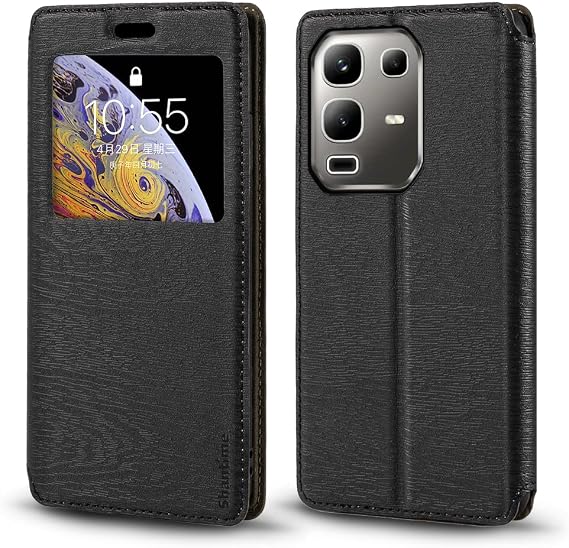 Shantime Window Leather Case for Infinix Note 50X 5G - Black