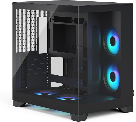 Fractal Design Pop 2 Vision Black RGB Panoramic Glass PC Gaming Case - Dual-Chamber Layout - Four Reverse Fans Included – Reverse Connector & ATX/E-ATX/mATX/ITX