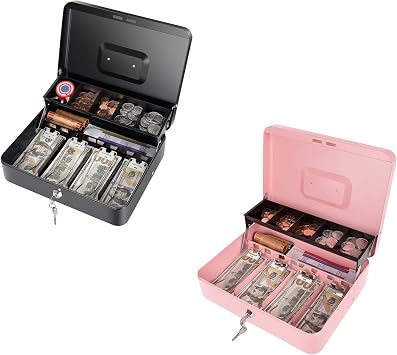 Cash Box with Money Tray and Key Lock 11.8" X 9.45" X3.54"